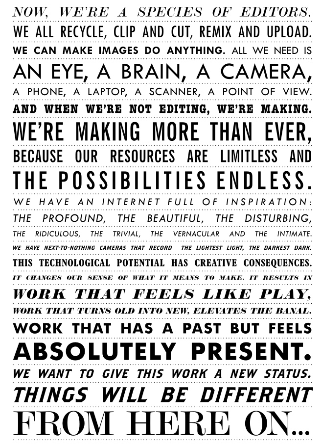 Manifeste de From Here On, Rencontres de la Photographie d’Arles, 2011