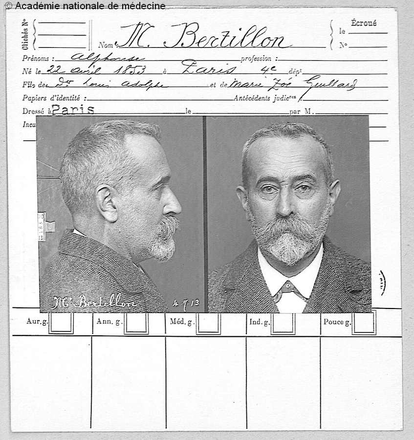 Fiche anthropométrique d’Alphonse Bertillon, 1912
