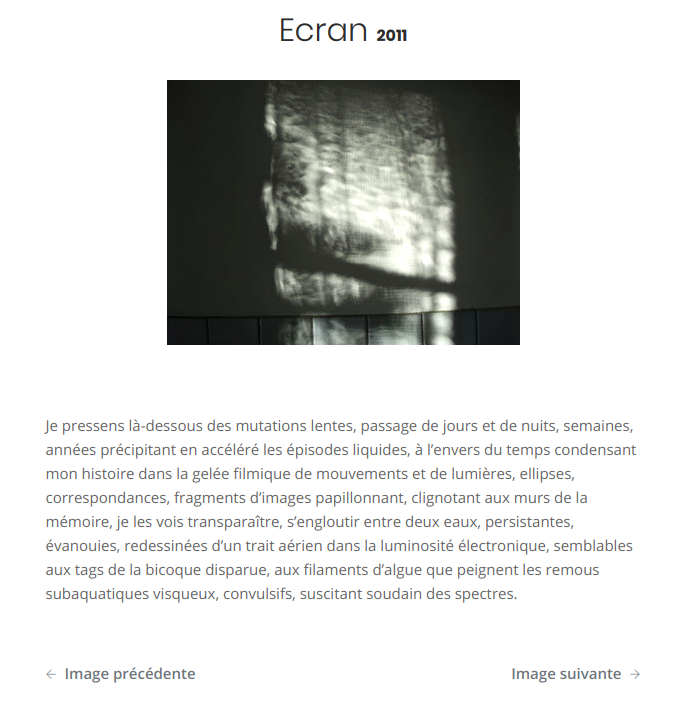 Écran, photo légendée par Anne-Marie Garat, Images & Cie, 2011