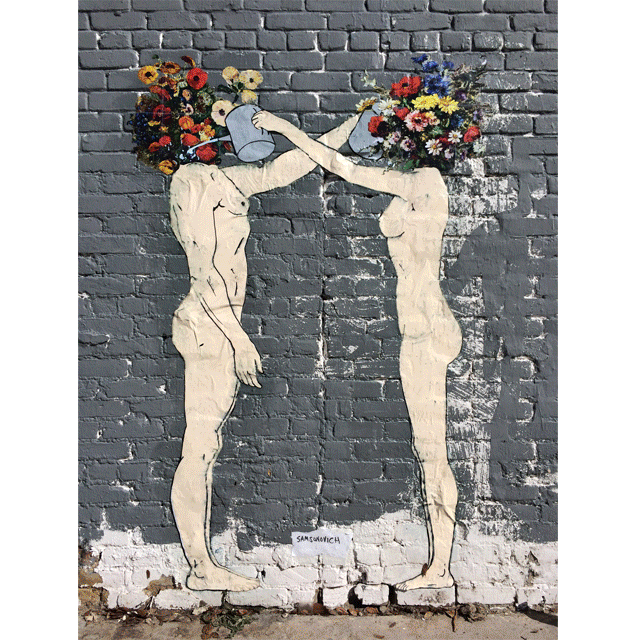 Image animée réalisée par Mark Samsonovich retraçant l’évolution et la dégradation de Water the flowers en fonction des republications
