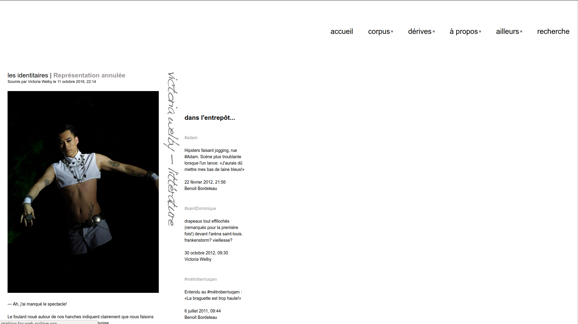 Capture d’écran du site, actuellement hors ligne, de Victoria Welby, disponible via la Wayback Machine d’Archive.org